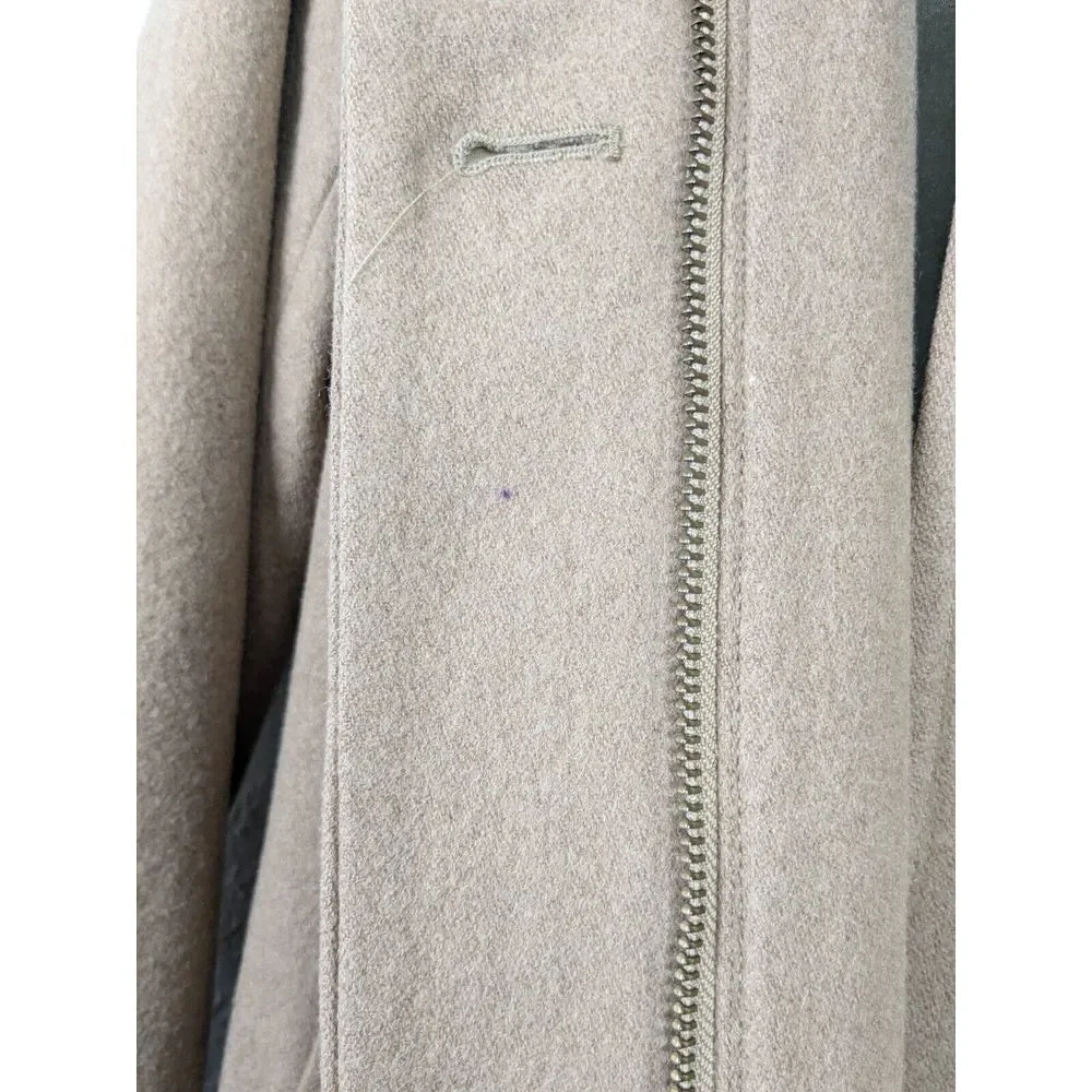 Y2K J Crew Wool OverCoat Womens Sz 4 Tan Camel Lined Winter‎ Jacket Hood Collar